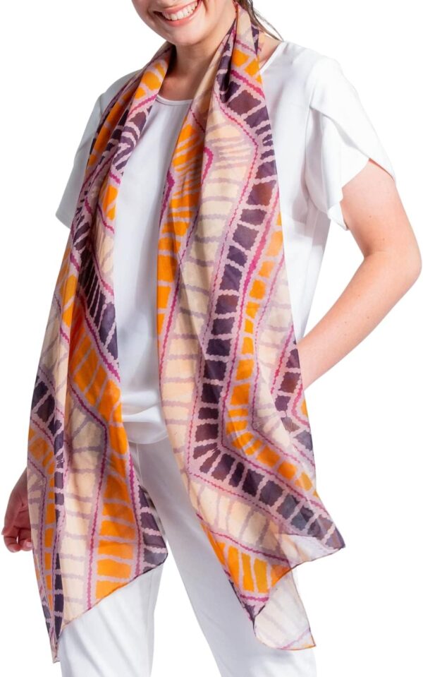 Mainie Desert Country Long Rectangle Chiffon Scarf, Australian Aboriginal Art Print, Chiffon Silk Neck Scarves for Women Fashion, Rectangle Long Lightweight, Designer Scarves for Women Gifts