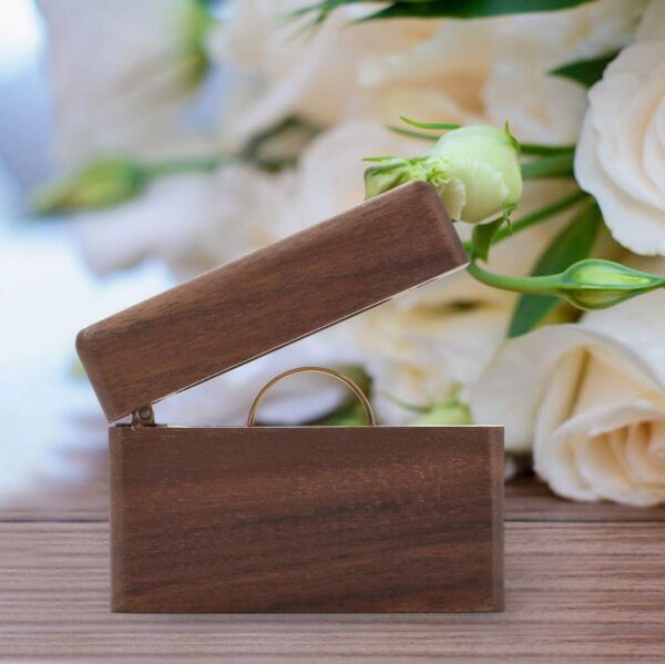 Yoption Custom Wedding Ring Box, Wooden Handcrafted Jewelry Ring Case for Wedding Ceremony Ring Storage - Image 6