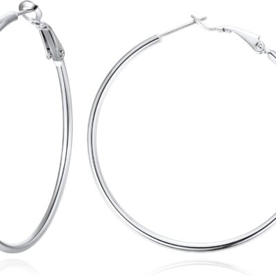 Jewlpire 14K Gold Plated 925 Sterling Sliver Post Hoop Earrings, 2MM Thick Hoop earrings Lightweight Large Gold Hoop Earrings for Women Trendy 20/30/40/50/60/70mm