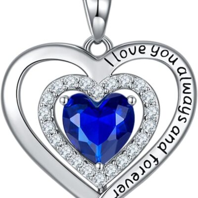 Infinity Heart Necklaces for Women | 925 Sterling Silver Diamond Jewelry for Wife Anniversary | Birthday Gifts for Her | Valentines Day Love Birthstone Pendant | Gifts for Mom on Mothers Day Christmas