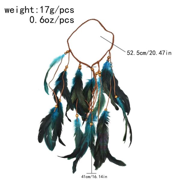 GORTIN Boho Feather Headband Hippie Headband Gypsy Feather Headpiece Indian Costume Headwear Hair Accessory for Women (A-Blue, One size) - Image 4