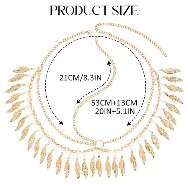 Aukmla Gold Leaf Head Chain Leaves Headpiece Festival Costume Headband Hair Chains for Women - Image 7