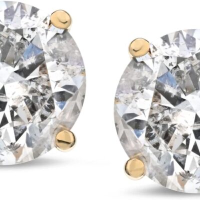 Amazon Essentials Certified 14k Gold Diamond with Screw Back and Post Stud Earrings (J-K Color, I1-I2 Clarity) (previously Amazon Collection)