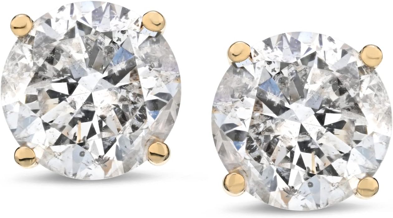 Amazon Essentials Certified 14k Gold Diamond with Screw Back and Post Stud Earrings (J-K Color, I1-I2 Clarity) (previously Amazon Collection)
