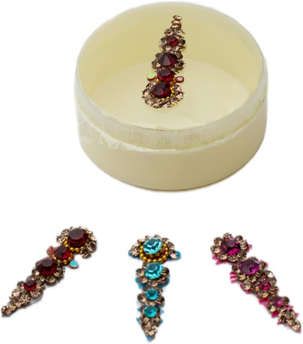 Bindi Set of 12 Bindi Colorful Indian Bindis for Forhead Designer Bindi face Jewels Forehead Tika Multicolored Round Stone Bindi for Women New Year Gifts - Image 3