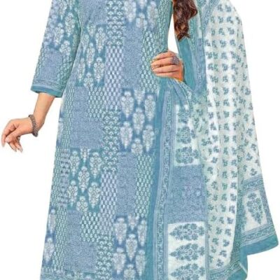ladyline Jaipur Cotton Ethnic Printed Salwar Kameez Suit with Cotton Dupatta and Pants