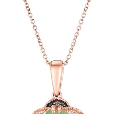 LE VIAN 3 3/8 Carat Cushion Shape Aquaprase Flower Pendant Necklace for Women I 14k Rose Gold Plated Sterling Silver Milgrain Pendant I 18 Inch Chain with Lobster Claw I 1/10 Carat Topaz and Quartz