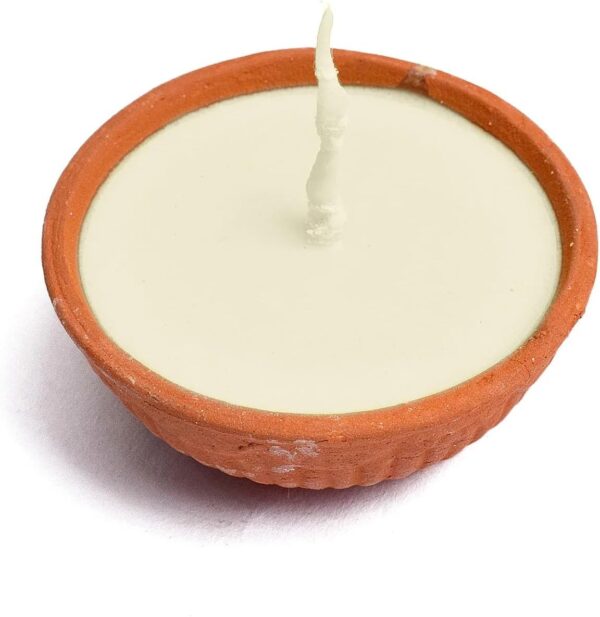 Akhand Clay Diya with Ghee | 14 Hours Burning Time | Eco-Friendly Terracotta Oil Lamp for Diwali Haloween Temple Prayers Church Festival Puja Lighting (Big 10cm) - Image 5