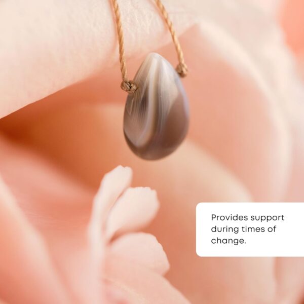 SoulKu Handcrafted Necklace, Empowerment Jewelry With Healing Crystal, Inspirational Jewelry For Women, Mom & Sister Gifts, 2" Extender With Lobster Clasp, 16" Nylon Cord (Change, Botswanna Agate) - Image 5