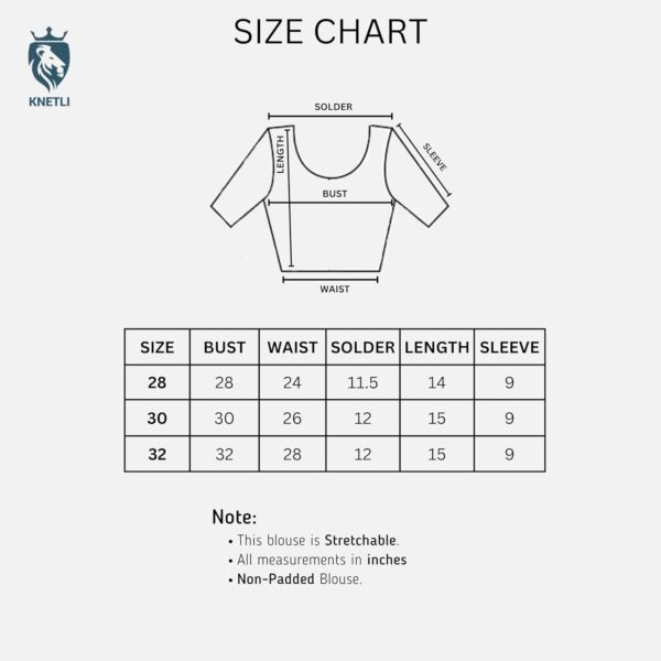 KNETLI Polyester Cotton Readymade Blouse for Women-Round Neck,Half Sleeve,Stretchable - Image 2