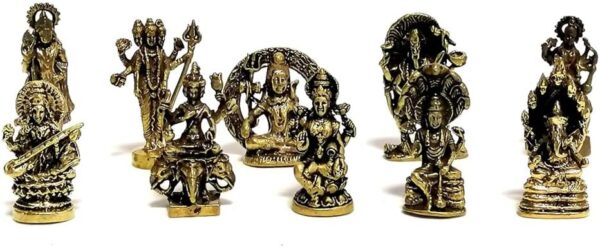 10 p/Set Thai Mini Brass Great Hindu Gods Goddess Figure Amulet OM Gift Collectible - Image 3
