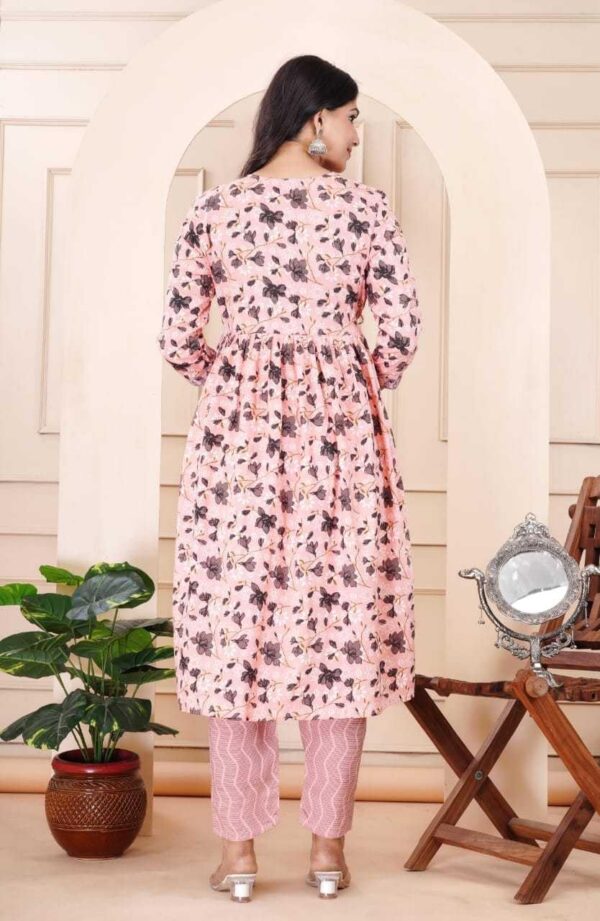 Flower Printed Rayon Kurti with Printed Pant & Dupatta Set for Women - Image 2