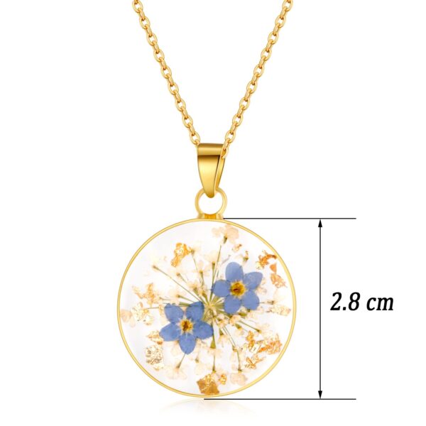 Forget-Me-Not and Queen Anne's Lace Pressed Wildflower Necklace | Gold Pressed Flower Necklace | Personalized Handmade Necklaces for Women | Forget-Me-Not Jewelry | Alaska State Flower Necklace | 18” - Image 7