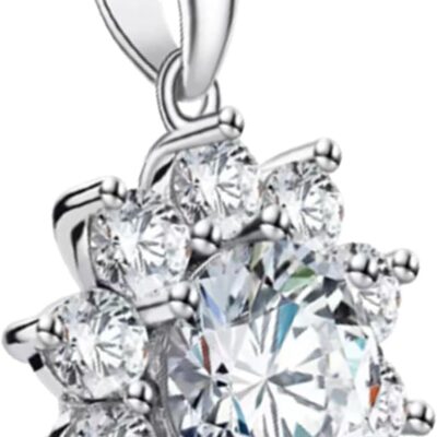 Jewelry for Wife Sunflower Moissanite Pendant Necklace for Women 1CT-3CT Wedding Anniversary Engagements Birthday Gifts for Her Daughter Girlfriend Mom on Christmas Valentines Mothers Day