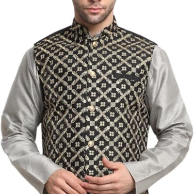 Silk Embroided Zari Nehru Jacket Only, Ethnic Traditional Wear