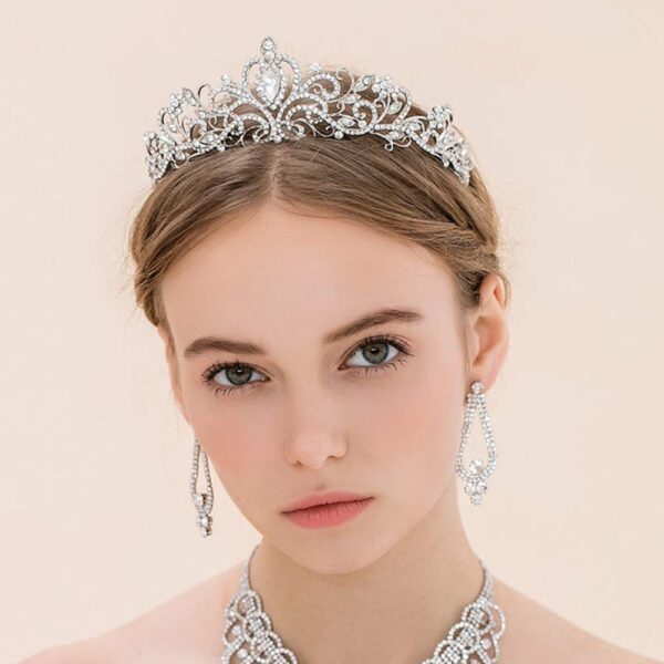 ZOCONE Rhinestone Bridal Tiara 2 pack Crystal Wedding Crown for Bridal and Flower Girls Headpiece with Comb (Crystal) - Image 2