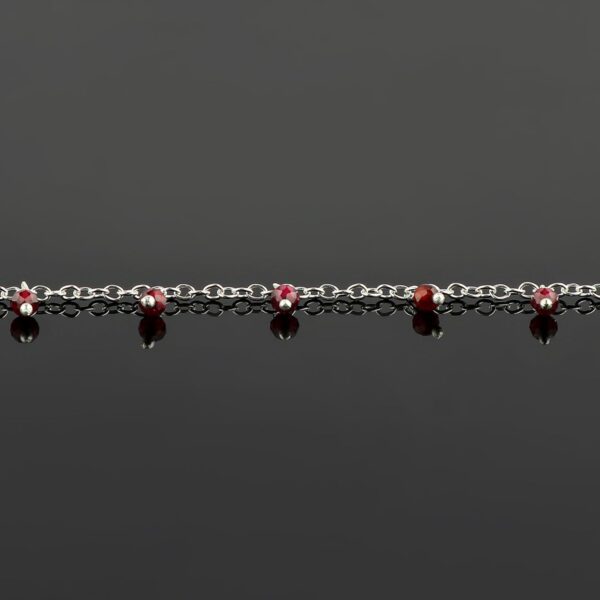 Natural Garnet Gemstones Ankle Bracelet for Women, Handmade Jewelry, Hanging Beads Anklet, Silver Plated Simple Elegant Anklets, Birthstone, Adjustable, Gift for Her, 9+1.50 inch (garnet) - Image 3