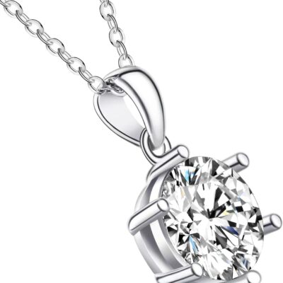 Gifts for Wife Her Mom Daughter Girlfriend Moissanite Necklace for Wife 1CT-4CT Jewelry for Women Birthday Wedding Anniversay Engagements Christmas Valentine Mothers Day Gifts