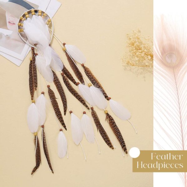 CAKURE Indian Costume Women Feather Headband Gyspy Headpiece Hippie Hair Accessories - Image 6