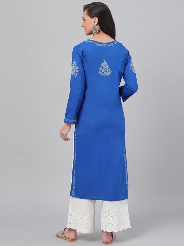 Ada Indian Hand Embroidered Chikankari Women's Straight Cotton Kurta Kurti Tunic A197536 - Image 2