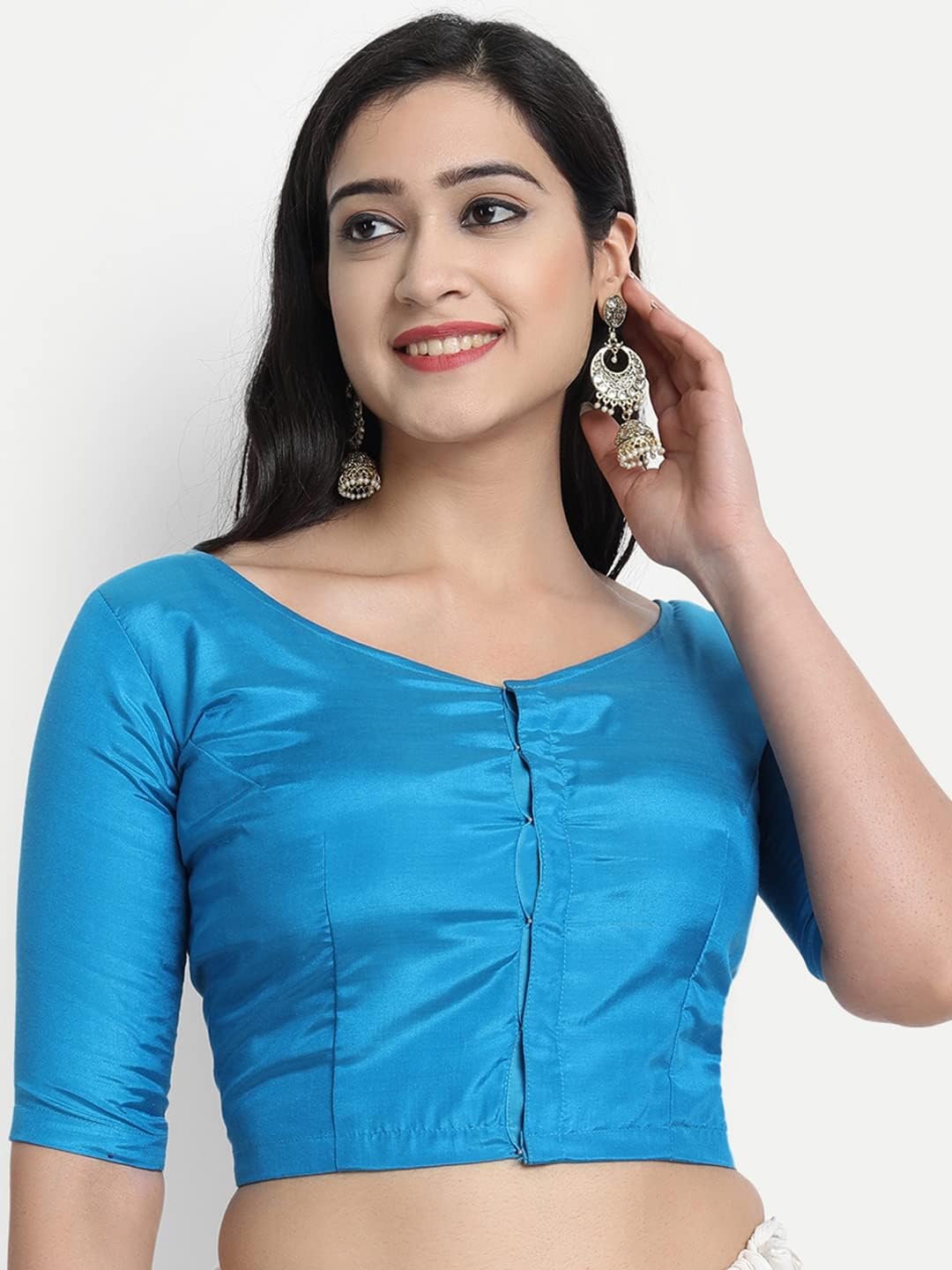 Indian Designer Women'S Readymade Silk And Satin Indian Ethnic Saree Blouse Crop Top Choli For Party Wear - Image 2