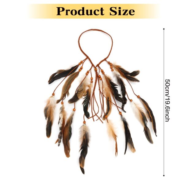 Boho Feather Headband,Feather Headpiece,Indian Costume Women,Indian Headdress,Native American Headdress,Hippie Hair Accessories,Native American Costume Women,Festival Headdress For Women Girls - Image 2