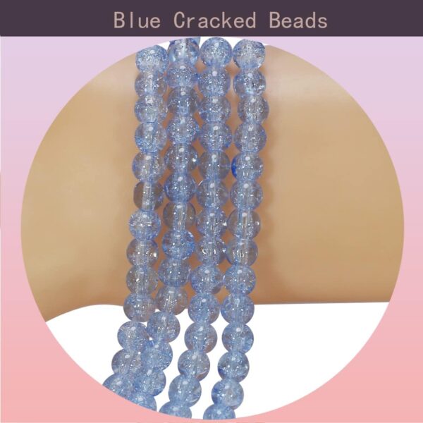 1050pcs Blue Crackle Glass Beads Handcrafted Round Lampwork Smooth Loose Beads for Bracelet & DIY Jewelry Making 6mm - Image 3