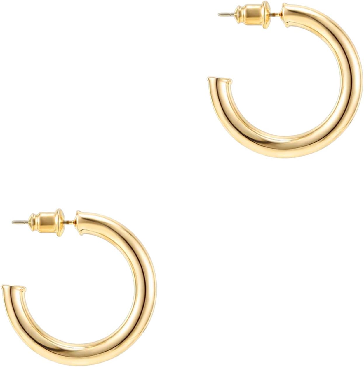 PAVOI 14K Gold Plated Hoop Earrings For Women | 3.5mm Thick Infinity Gold Hoops Women Earrings | Gold Plated Loop Earrings For Women | Lightweight Hoop Earrings Set