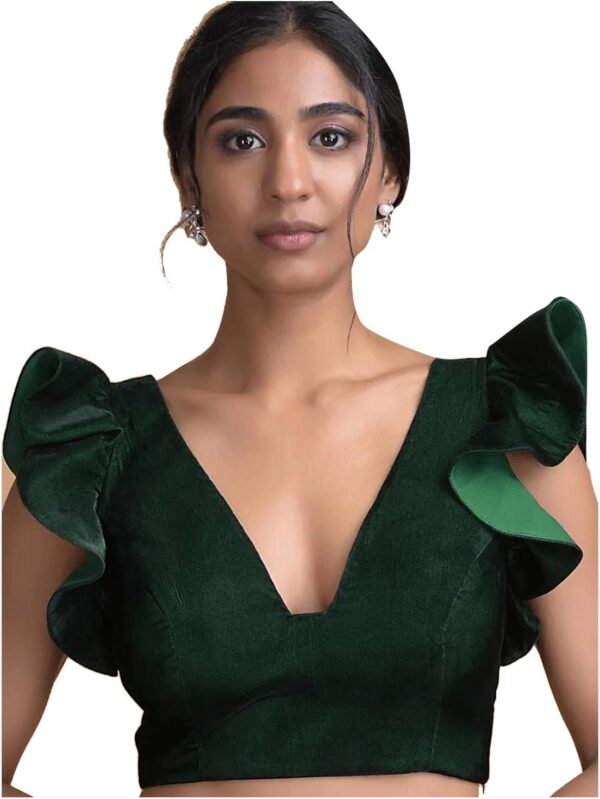 Women's Readymade Blouse For Sarees Indian Designer Velvet Bollywood Padded Stitched Crop Top Choli