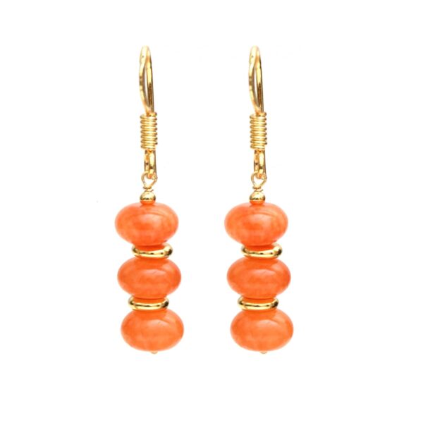 Gempires Gift Carnelian Rondelle Beads Earrings, Dangling Earrings, Orange Crystal Earring for s, 14k Gold Plated Hook Earrings, Handmade Jewelry, Jewelry for Women (Quartz)