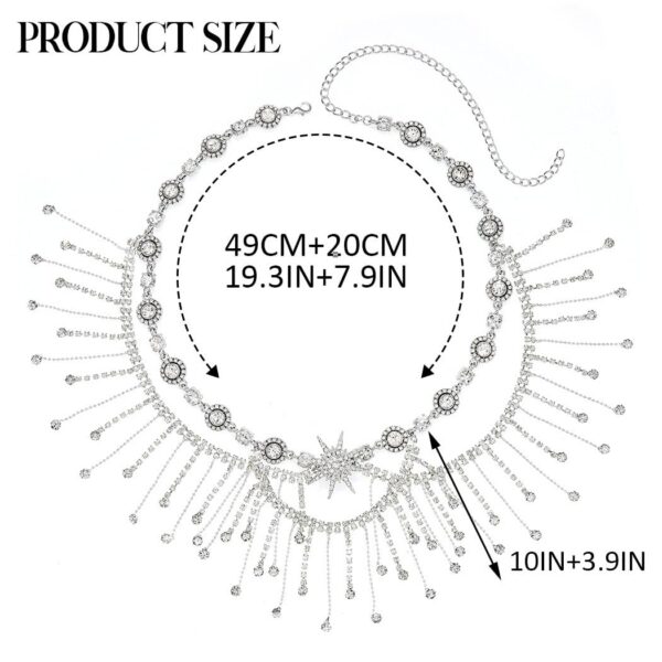 Unicra Silver Rhinestone Head Chain Tassel Sparkly Crystal Bridal Wedding Headband Bride Hair Accessories Jewelry for Women and Girls (Silver) - Image 6