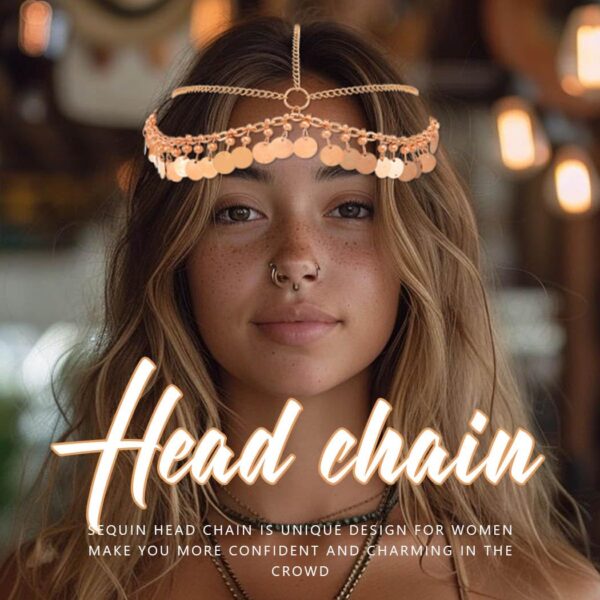 Sixexey Boho Gold Sequin Head Chain Egyptian Head Jewelry Festival Costume Hair Accessories for Women - Image 6