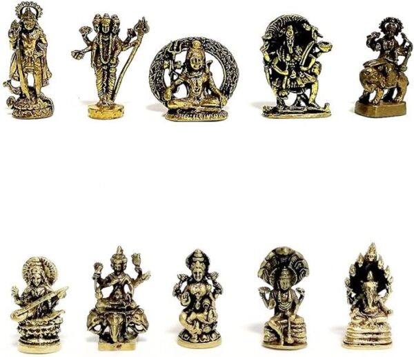 10 p/Set Thai Mini Brass Great Hindu Gods Goddess Figure Amulet OM Gift Collectible