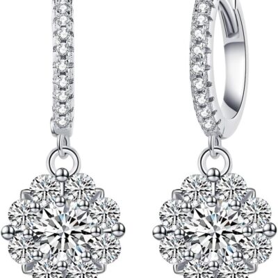 Moissanite Earrings for Women Hoop Earrings 1Ct-3Ct Anniversary Jewelry Present for Wife, Birthday Valentines Gifts,Gifts for Wife Soulmate Mom Girlfriend