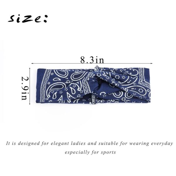 Urieo Boho Bandanas for Women Stretch Paisley Print Bandana Headband Knotted Hair Bandana Wide Hair Band Yoga Daily Headbands(Pack of 4) (A) - Image 6