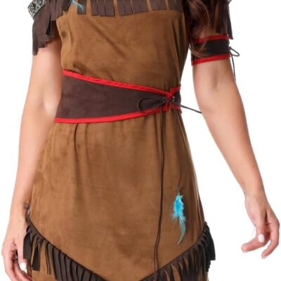 LMYOVE Women Native American Costume, Adult Native American Indian Princess Dress, Halloween Thanksgiving Dress up