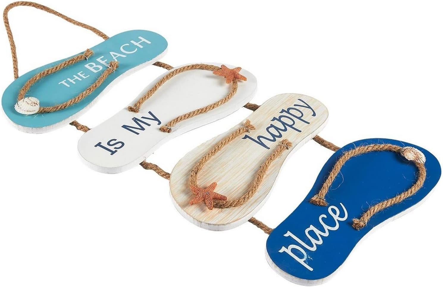 Juvale Wooden Beach Wall Hanging Decor Sign, Flip Flop Beach Decorations for Home, Bathroom, Living Room, Bedroom and Dining Room, The Beach is My Happy Place (8.7x20.9 In) - Image 6