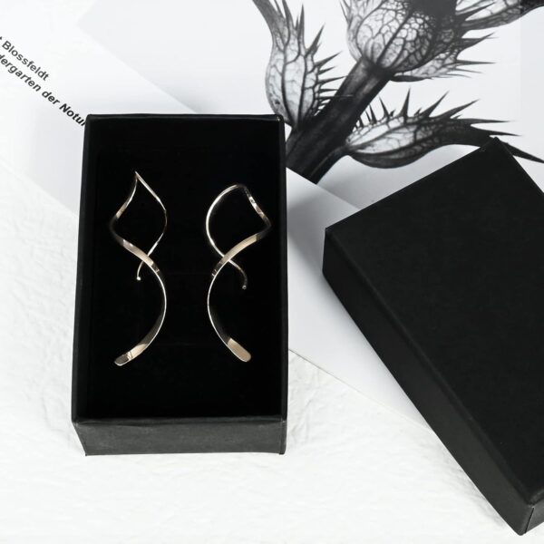 14K Gold Plated Spiral Threader Earrings Hypoallergenic Gold Drop Earrings Twisted Curved Dangle Earrings Handmade Earrings Pull Through Earrings for Women Trendy-Gold - Image 7