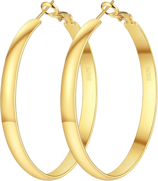 5mm Wide Gold Hoop Earrings for Women Trendy 14K Gold Plated Large Big Flat Hoop Earrings Non Tarnish Everyday Earrings Jewelry for Women - Image 4