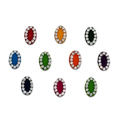 SANKALP CREATION Multicolor Velvet Oval Bindi With Silver Stone Border