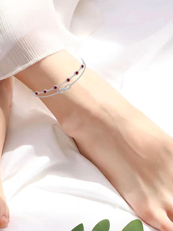 Dorunmo Christmas Gifts Anklet Bracelets For Women 925 Sterling Silver Birthstone/Infinity/Butterfly/Evil Eye/Turtle/Pineapple/Starfish/Heart Anklets Bracelets Jewelry Gifts for Women - Image 3
