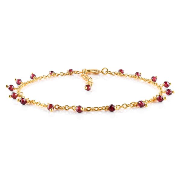 InfinityGemsArt Red Garnet Anklets in Hanging Beads Ankle Bracelets for Women Natural Birthstone 14k Gold Plated Jewelry in 9” +1.5” inch Chakra Crystals Birthday Gifts - Image 2