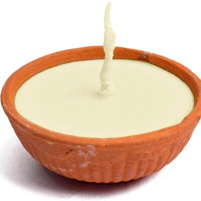 Akhand Clay Diya with Ghee | 14 Hours Burning Time | Eco-Friendly Terracotta Oil Lamp for Diwali Haloween Temple Prayers Church Festival Puja Lighting (Big 10cm)