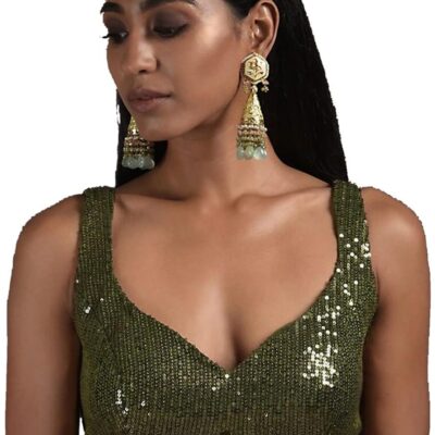 Women's Readymade Sequence Blouse For Sarees Indian Bollywood Designer Padded Stitched Choli Crop Top