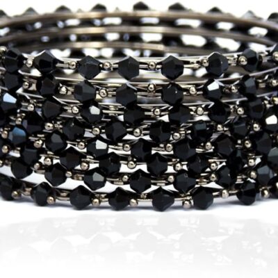 JD'Z COLLECTION Bangles for Women, Crystal 8Pc Bracelet Bangle Jewelry Bollywood Heavy Metal Gold Rose & Silver Tone