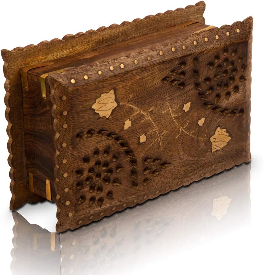 Great Birthday Gift Ideas Handmade Wooden Jewelry Box Keepsake Box Treasure Chest Lock Box Watch Box Storage Box Trinket Holder 8 x 5 Inches Anniversary Housewarming Gift Ideas for Men Women Him Her - Image 4