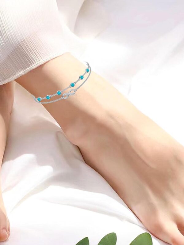 Dorunmo Christmas Gifts Anklet Bracelets For Women 925 Sterling Silver Birthstone/Infinity/Butterfly/Evil Eye/Turtle/Pineapple/Starfish/Heart Anklets Bracelets Jewelry Gifts for Women - Image 5