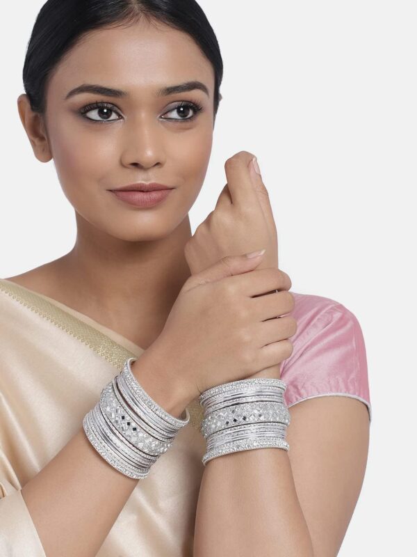 Aheli Ethnic Colorful Metal Bangles Chudha Set Stone Studded Bangle Set Indian Wedding Wear Fashion Jewelry Gift for Women - Image 2