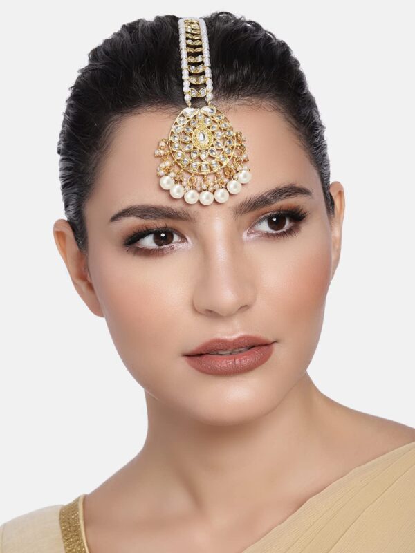 Aheli Faux Kundan Maang Tikka Matha Patti Indian Traditional Bollywood Jewelry for Women Girls - Image 5
