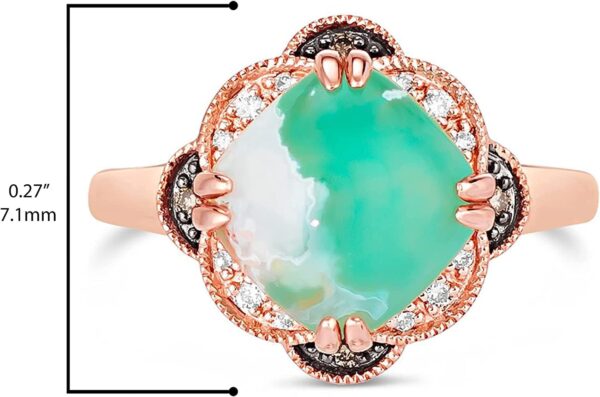 3 1/4 Carat Cushion Shaped Aquaprase Cabochon Topaz and Quartz Milgrain Flower Statement Ring for Women in 14k Rose Gold Plated 925 Sterling Silver Promise Anniversary Ring Size 5 to 10 by LeVian - Image 5